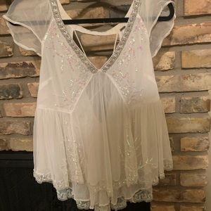 Free People Beaded Sheer Blouse